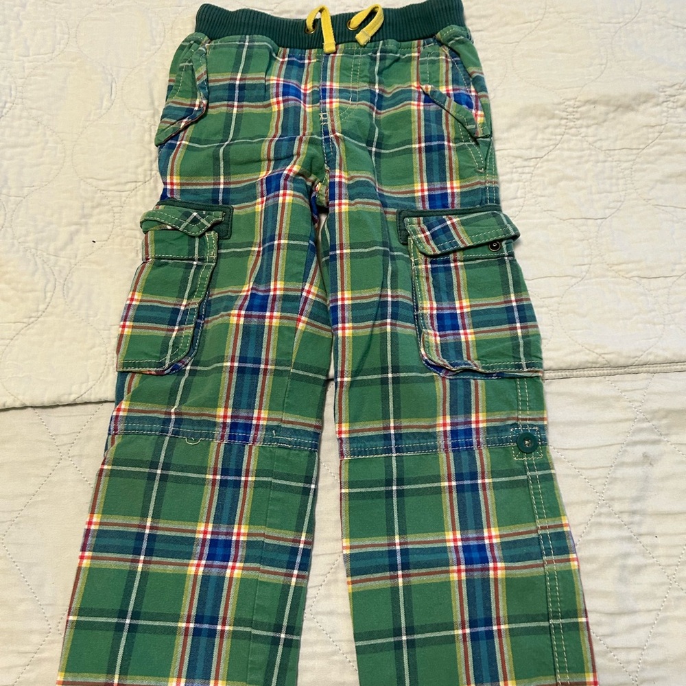 Mini Boden Green Plaid Cargo Pants